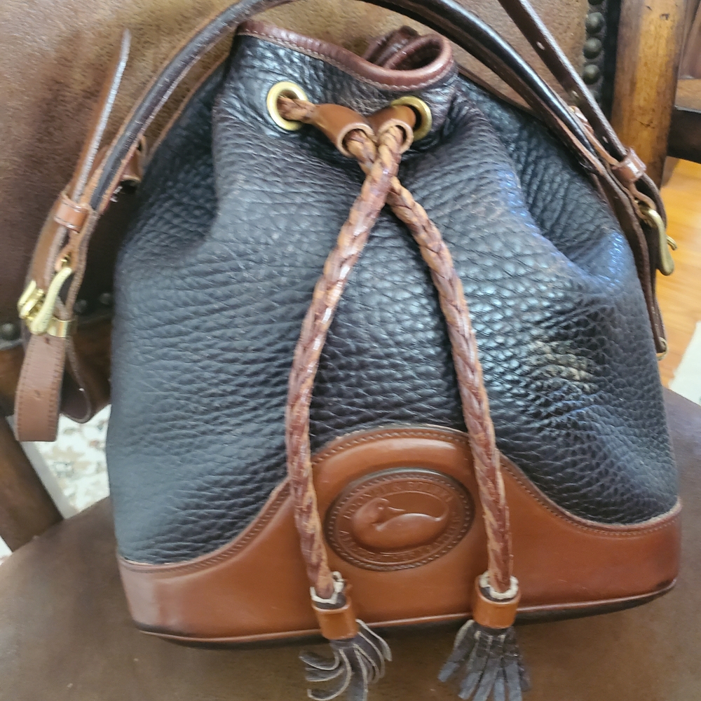 Dooney & Bourke Black and Brown Leather Hobo Bag